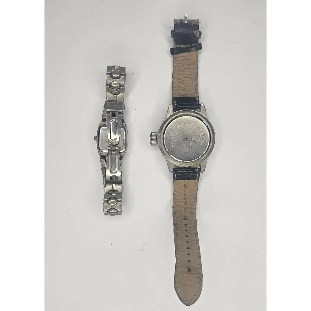 Lot of 2 WristWATCH Silver Gold Steampunk Analog Timepiece Project Gift